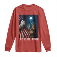 Jesus Christian Long Sleeve Shirt American Flag Joy To The World Christmas - Wonder Print Shop