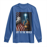 Jesus Christian Long Sleeve Shirt American Flag Joy To The World Christmas - Wonder Print Shop