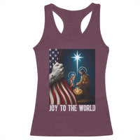 Jesus Christian Racerback Tank Top American Flag Joy To The World Christmas - Wonder Print Shop