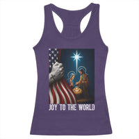 Jesus Christian Racerback Tank Top American Flag Joy To The World Christmas - Wonder Print Shop