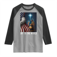 Jesus Christian Raglan Shirt American Flag Joy To The World Christmas - Wonder Print Shop