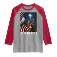 Jesus Christian Raglan Shirt American Flag Joy To The World Christmas - Wonder Print Shop