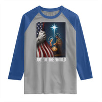 Jesus Christian Raglan Shirt American Flag Joy To The World Christmas - Wonder Print Shop