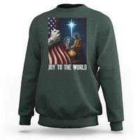 Jesus Christian Sweatshirt American Flag Joy To The World Christmas - Wonder Print Shop