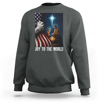 Jesus Christian Sweatshirt American Flag Joy To The World Christmas - Wonder Print Shop