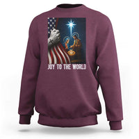 Jesus Christian Sweatshirt American Flag Joy To The World Christmas - Wonder Print Shop