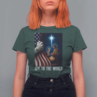 Jesus Christian T Shirt For Women American Flag Joy To The World Christmas - Wonder Print Shop