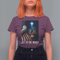 Jesus Christian T Shirt For Women American Flag Joy To The World Christmas - Wonder Print Shop