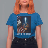 Jesus Christian T Shirt For Women American Flag Joy To The World Christmas - Wonder Print Shop