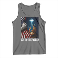 Jesus Christian Tank Top American Flag Joy To The World Christmas - Wonder Print Shop