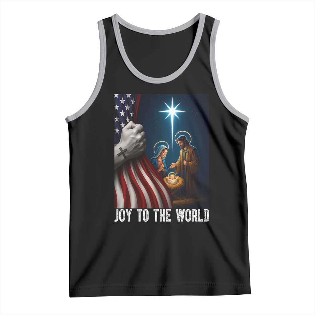 Jesus Christian Tank Top American Flag Joy To The World Christmas - Wonder Print Shop