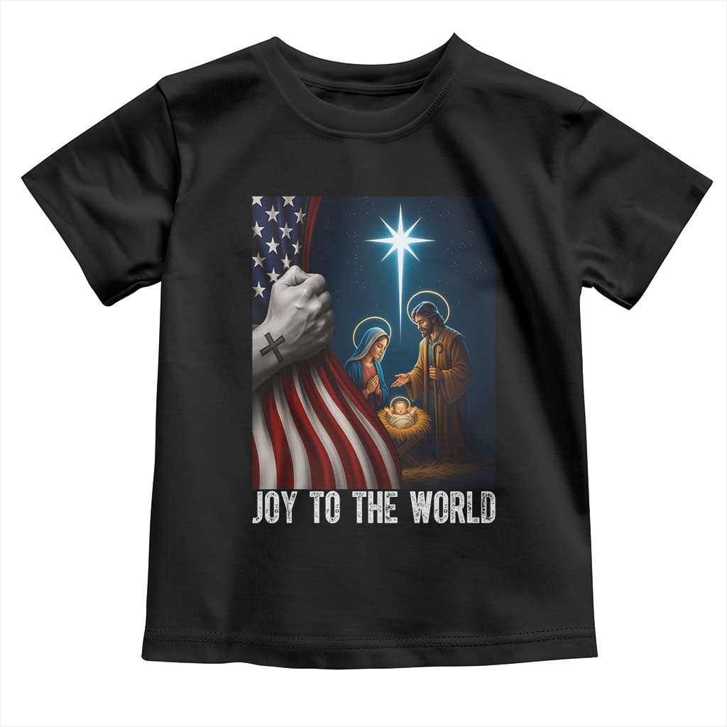 Jesus Christian Toddler T Shirt American Flag Joy To The World Christmas - Wonder Print Shop