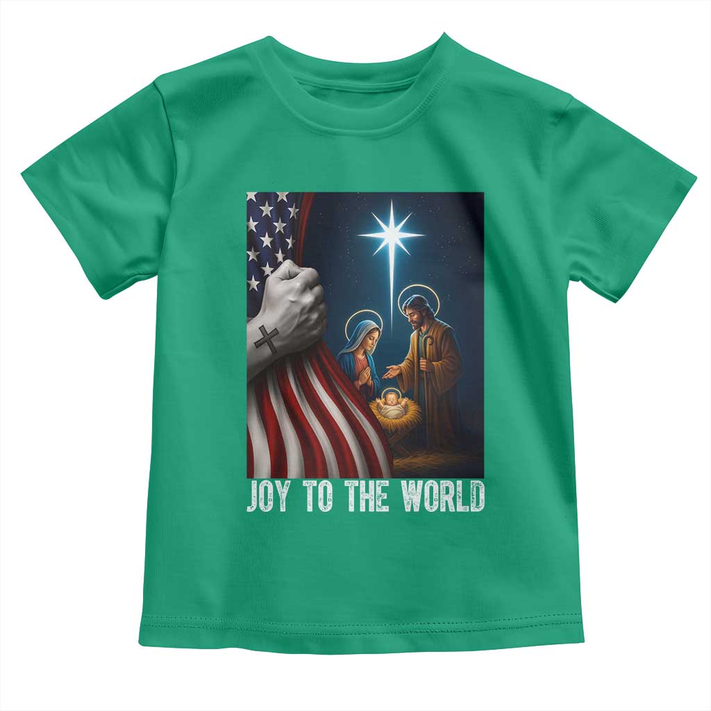 Jesus Christian Toddler T Shirt American Flag Joy To The World Christmas - Wonder Print Shop
