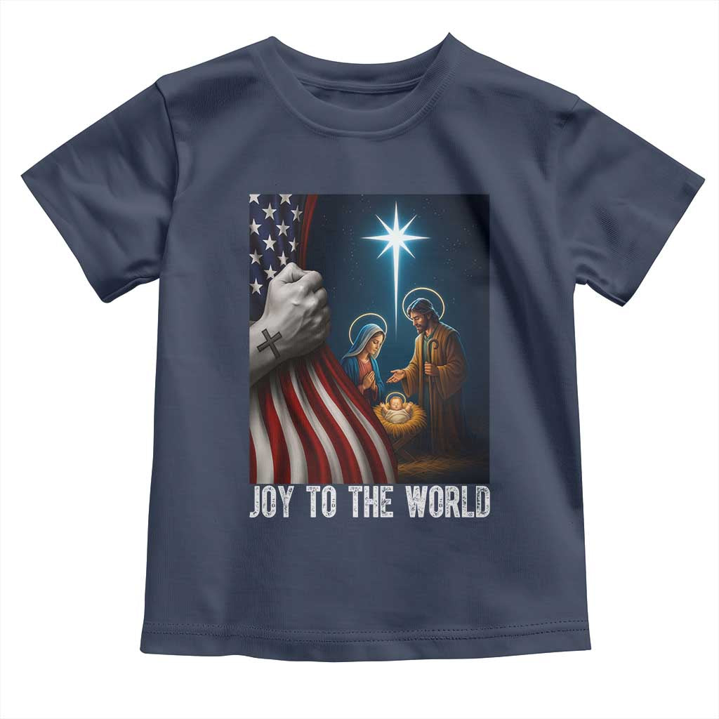 Jesus Christian Toddler T Shirt American Flag Joy To The World Christmas - Wonder Print Shop
