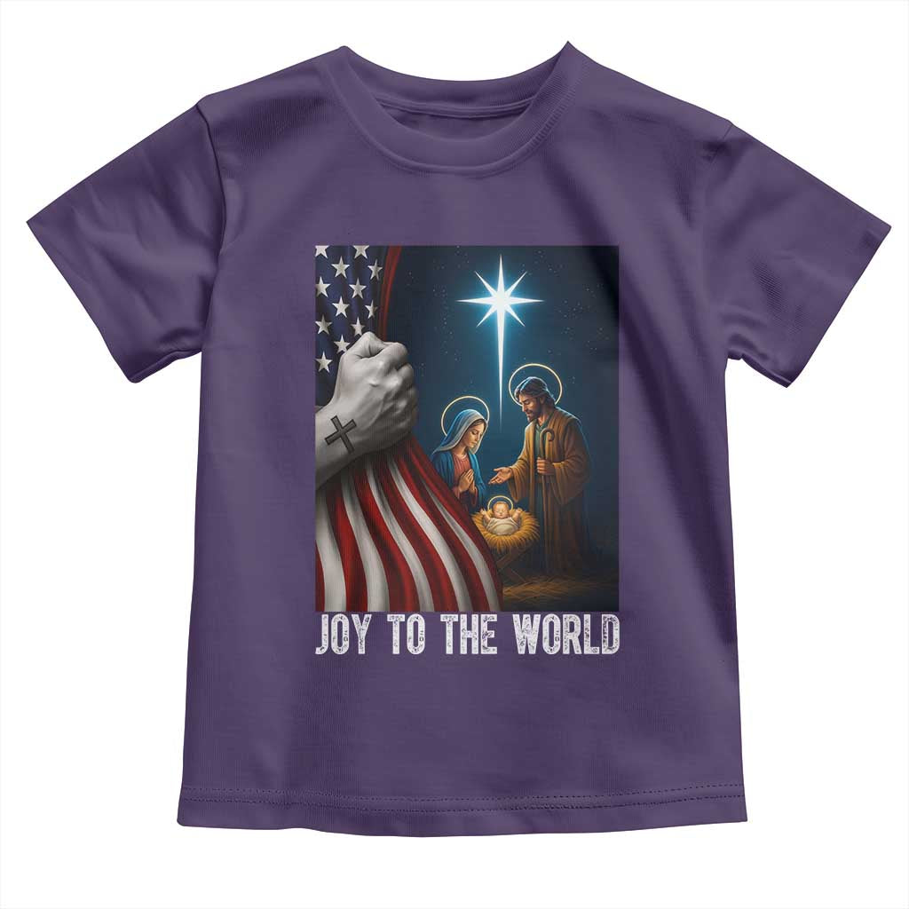 Jesus Christian Toddler T Shirt American Flag Joy To The World Christmas - Wonder Print Shop