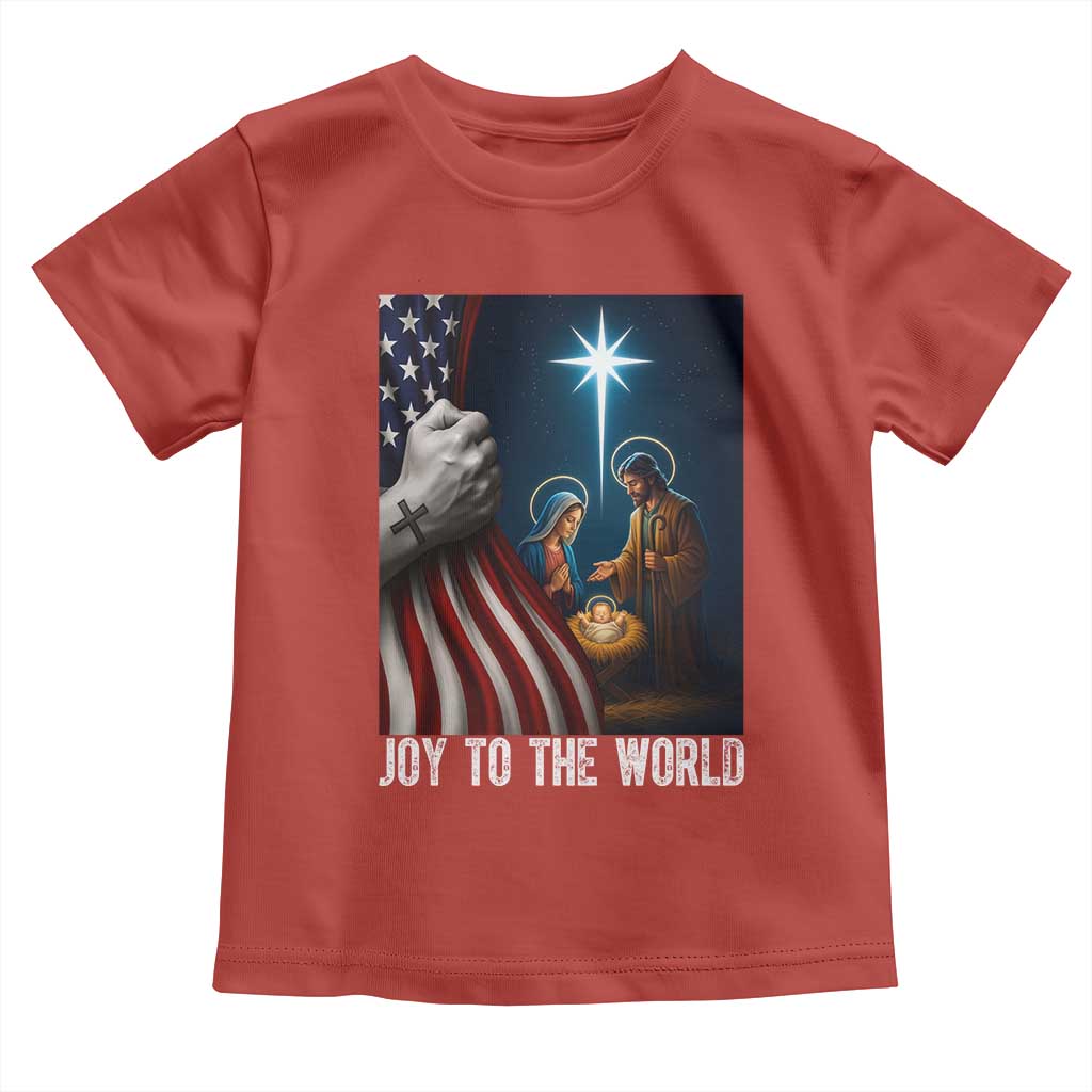 Jesus Christian Toddler T Shirt American Flag Joy To The World Christmas - Wonder Print Shop