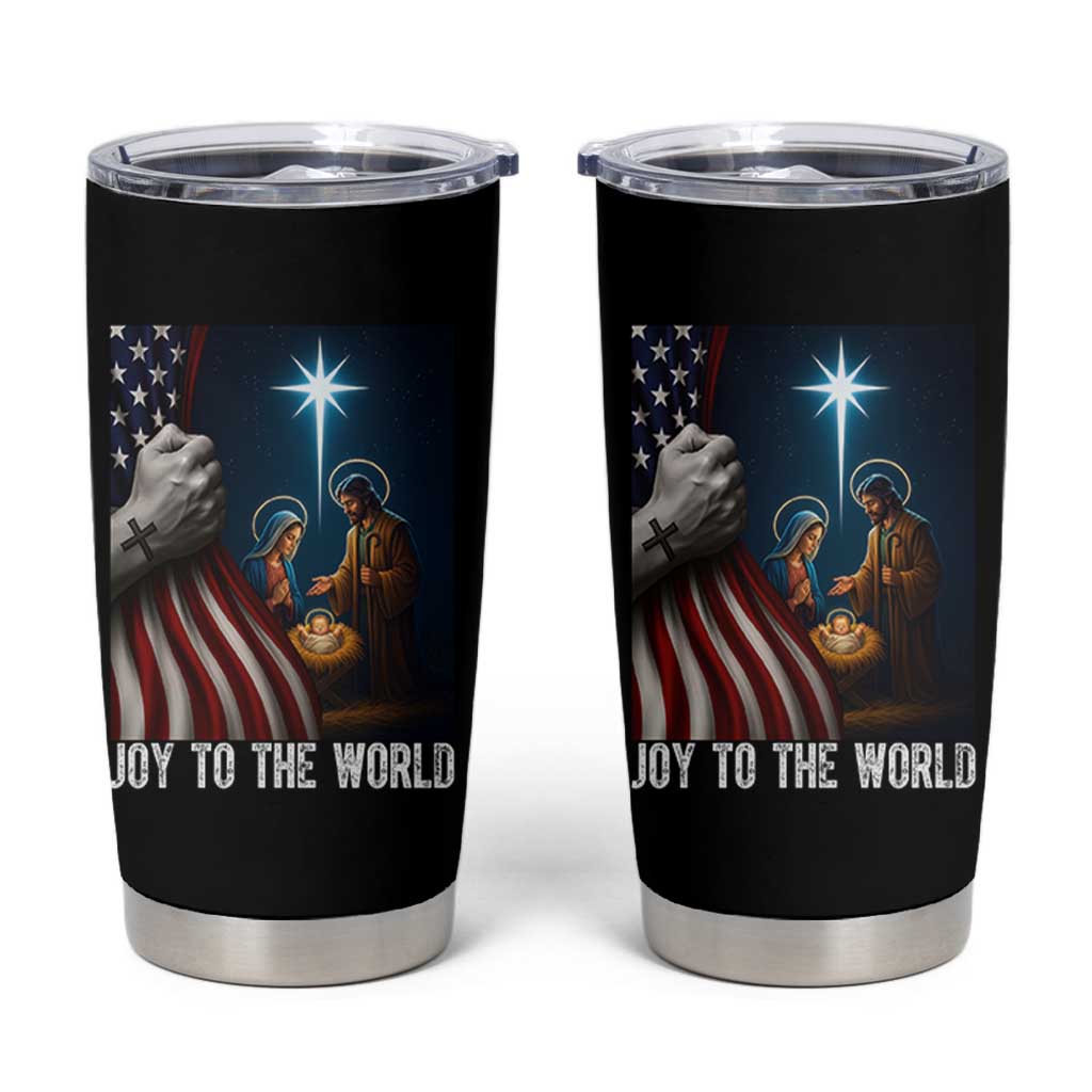 Jesus Christian Tumbler Cup American Flag Joy To The World Christmas - Wonder Print Shop