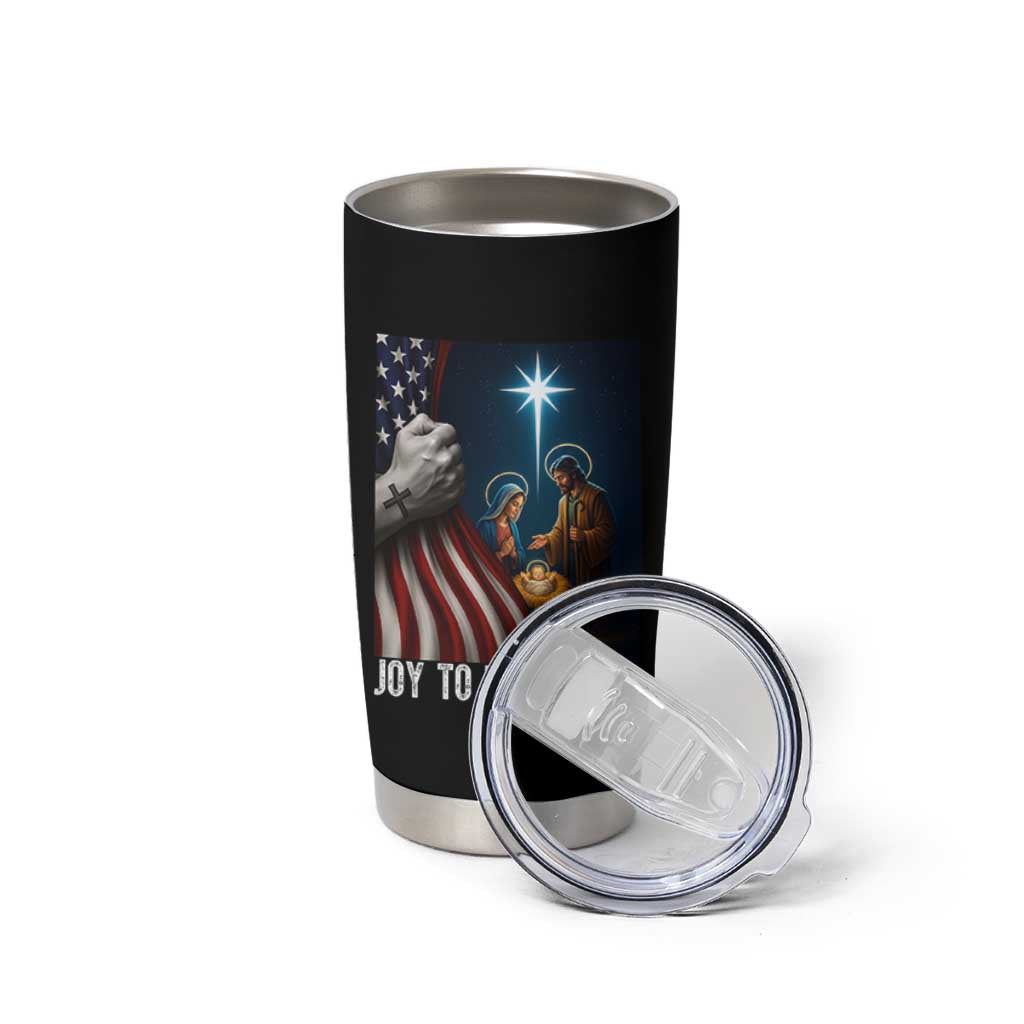 Jesus Christian Tumbler Cup American Flag Joy To The World Christmas - Wonder Print Shop