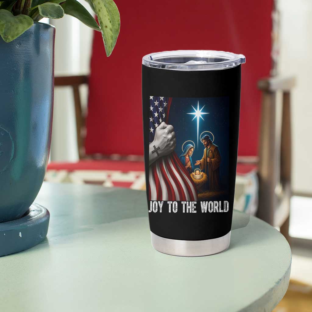 Jesus Christian Tumbler Cup American Flag Joy To The World Christmas - Wonder Print Shop