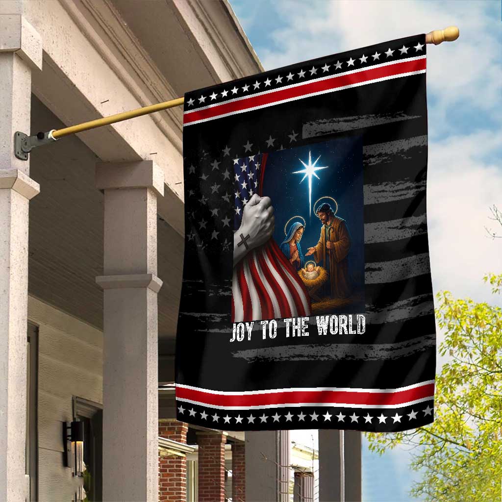 Jesus Christian Garden Flag American Flag Joy To The World Christmas
