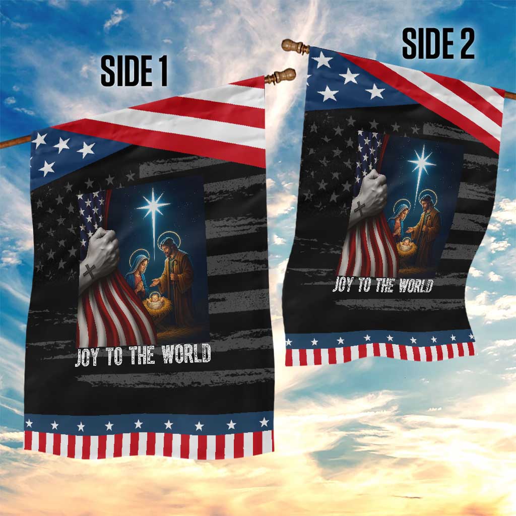 Jesus Christian Garden Flag American Flag Joy To The World Christmas