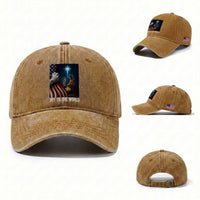 Jesus Christian Washed Cotton Baseball Cap American Flag Joy To The World Christmas