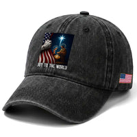 Jesus Christian Washed Cotton Baseball Cap American Flag Joy To The World Christmas