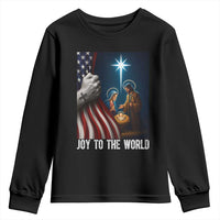 Jesus Christian Youth Sweatshirt American Flag Joy To The World Christmas - Wonder Print Shop