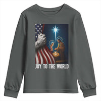 Jesus Christian Youth Sweatshirt American Flag Joy To The World Christmas - Wonder Print Shop