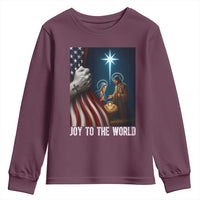 Jesus Christian Youth Sweatshirt American Flag Joy To The World Christmas - Wonder Print Shop