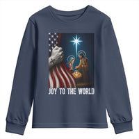 Jesus Christian Youth Sweatshirt American Flag Joy To The World Christmas - Wonder Print Shop