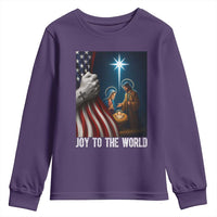 Jesus Christian Youth Sweatshirt American Flag Joy To The World Christmas - Wonder Print Shop