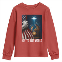 Jesus Christian Youth Sweatshirt American Flag Joy To The World Christmas - Wonder Print Shop