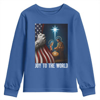 Jesus Christian Youth Sweatshirt American Flag Joy To The World Christmas - Wonder Print Shop