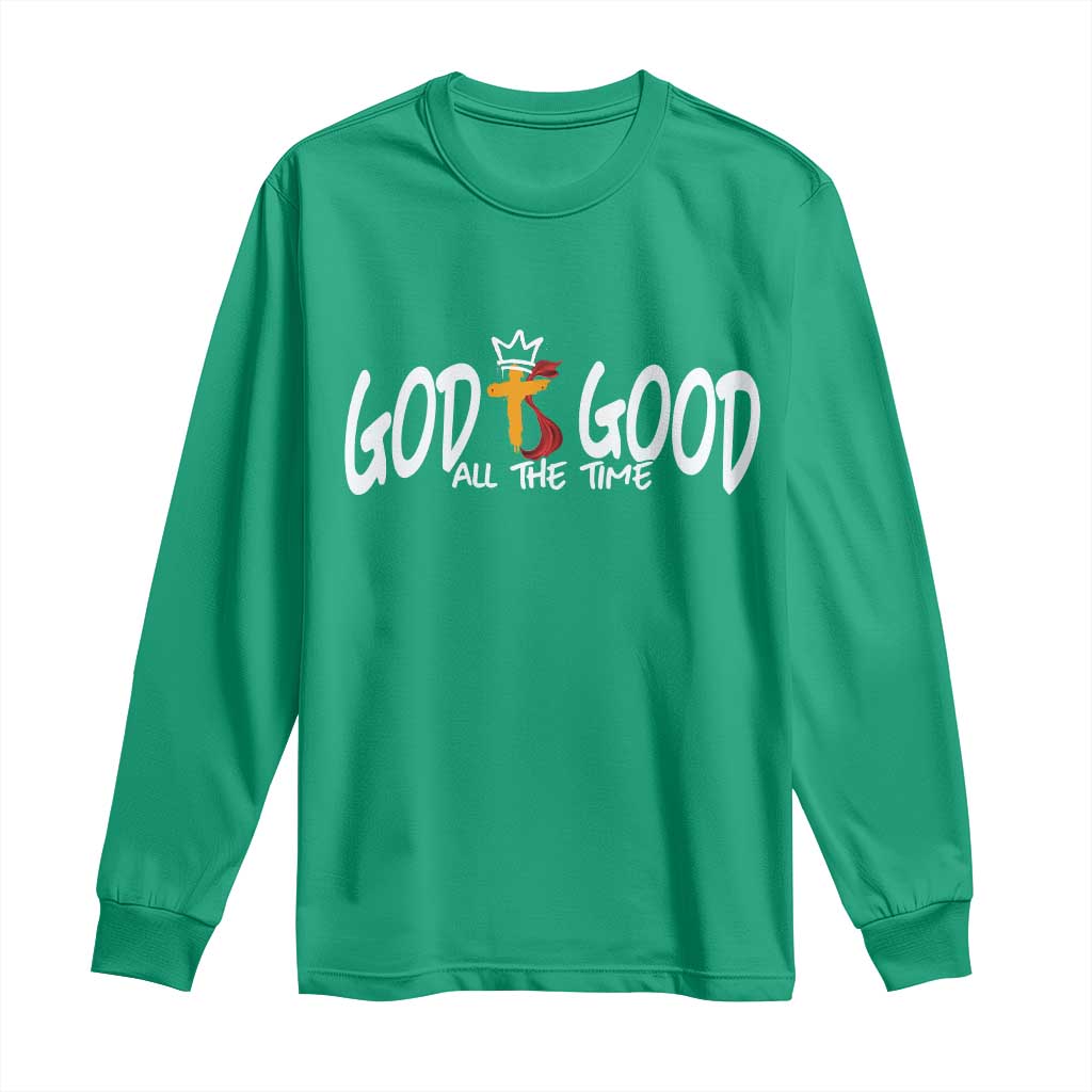 Jesus Christian Long Sleeve Shirt God Is Good All The Time - Wonder Print Shop