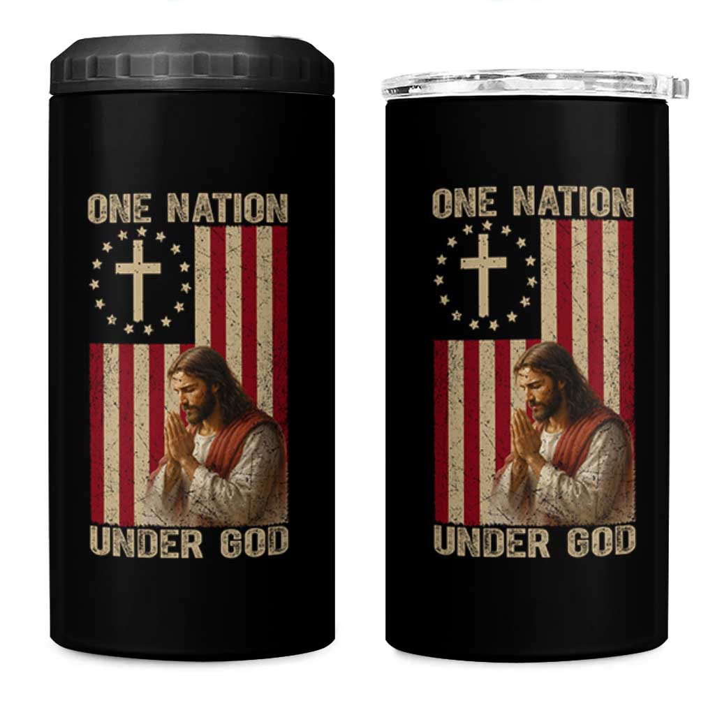Jesus Christian 4 in 1 Can Cooler Tumbler One Nation Under God - Wonder Print Shop