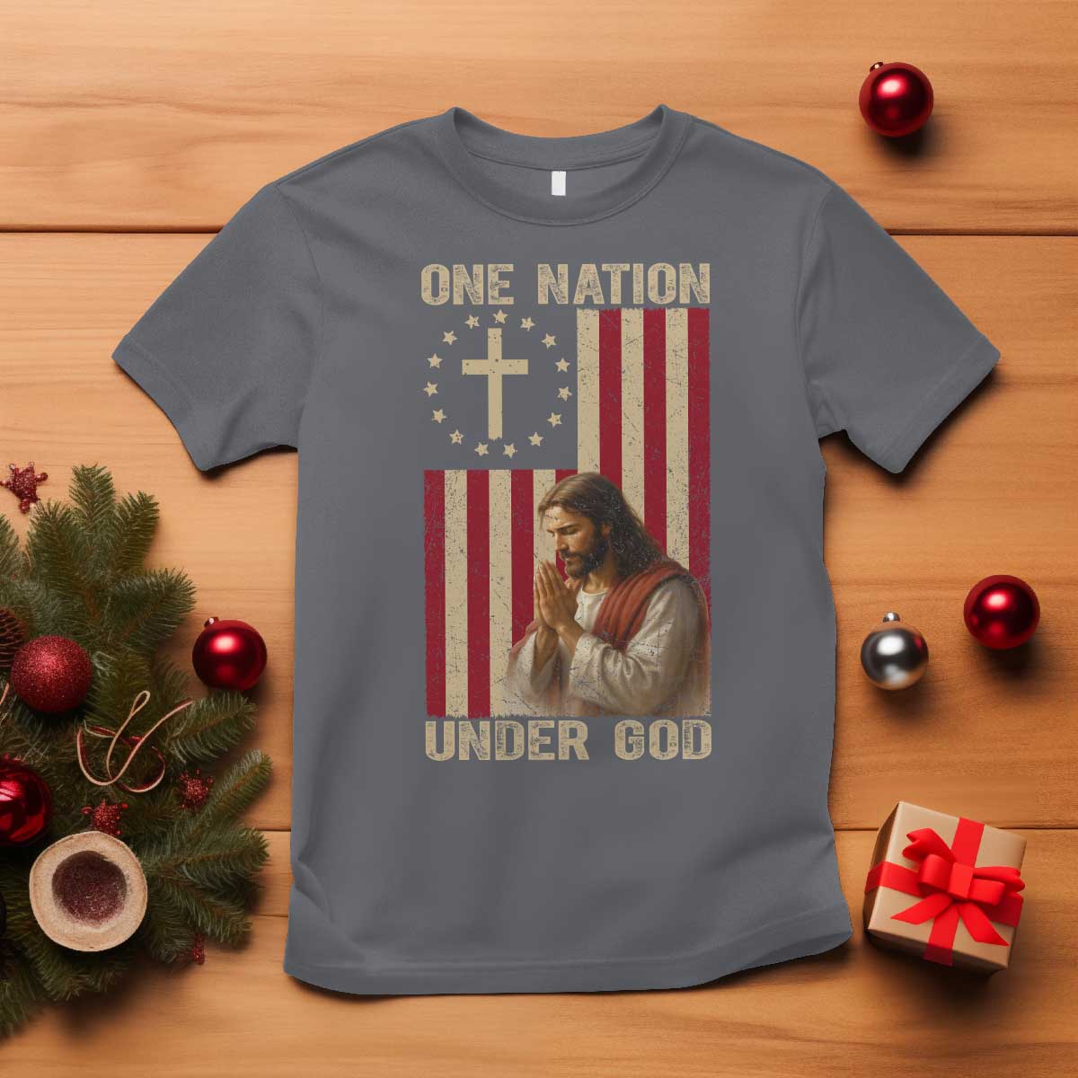 Jesus Christian T Shirt One Nation Under God - Wonder Print Shop