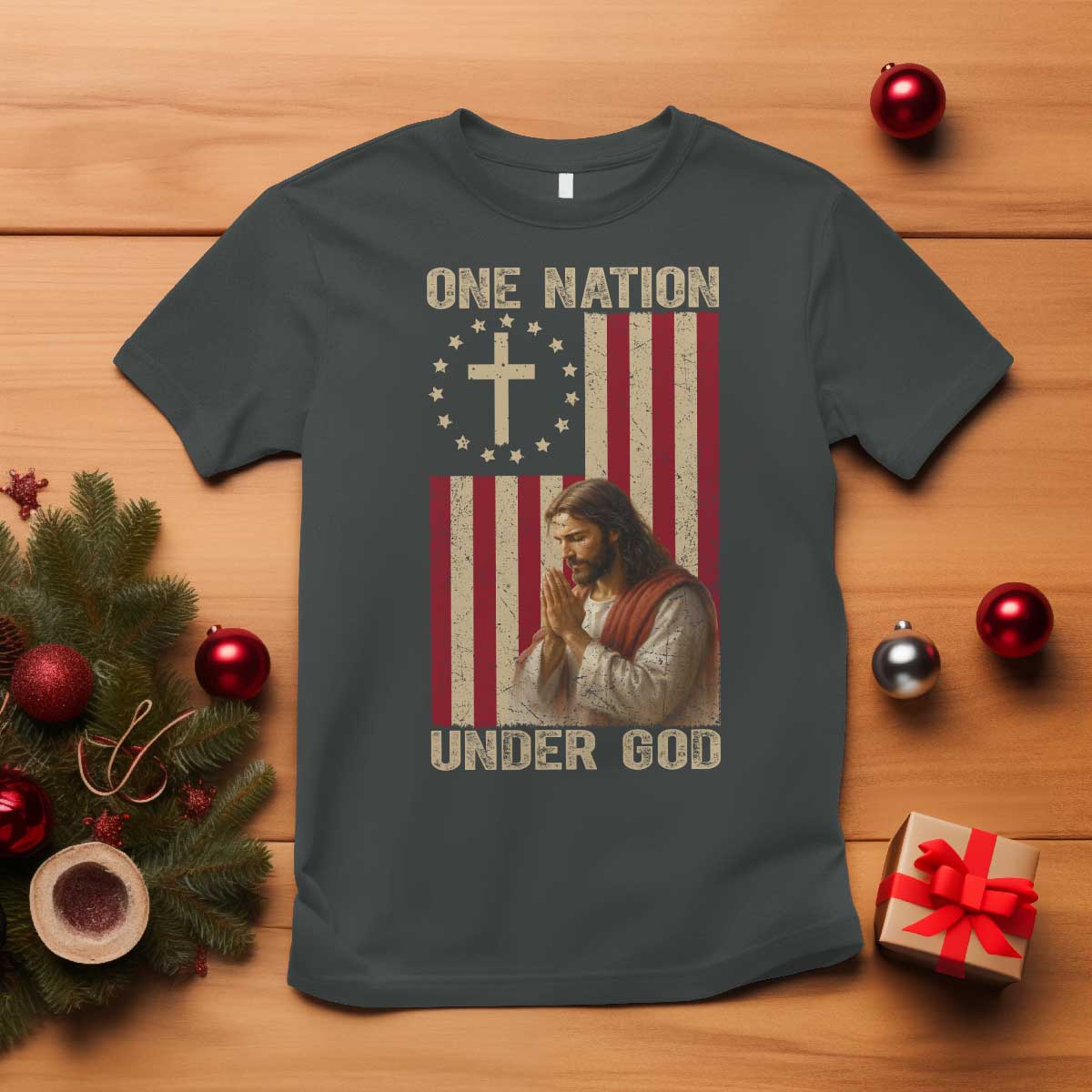 Jesus Christian T Shirt One Nation Under God - Wonder Print Shop