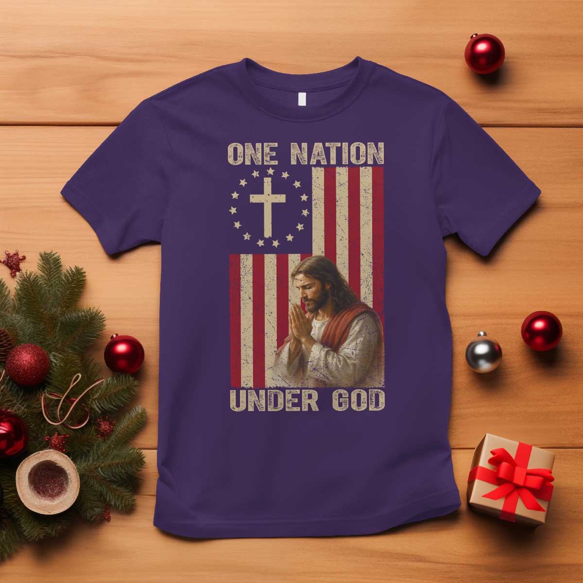 Jesus Christian T Shirt One Nation Under God - Wonder Print Shop