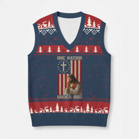 Jesus Christian V-Neck Knit Sweater Vest One Nation Under God - Wonder Print Shop