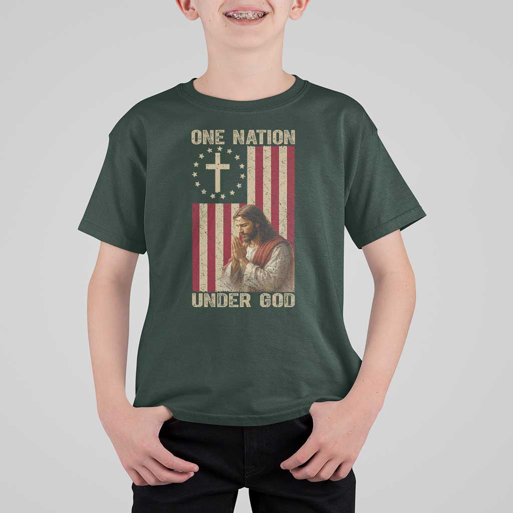 Jesus Christian T Shirt For Kid One Nation Under God - Wonder Print Shop