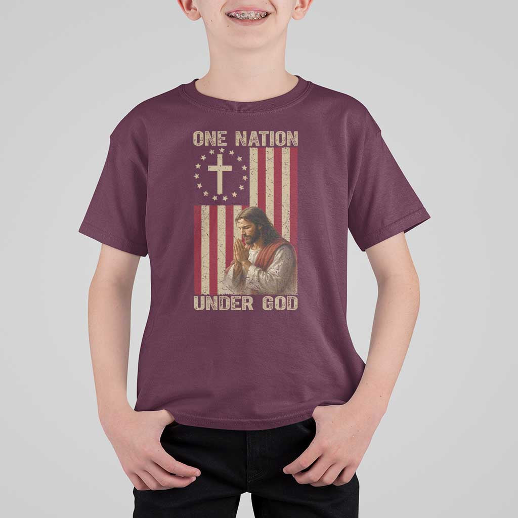 Jesus Christian T Shirt For Kid One Nation Under God - Wonder Print Shop
