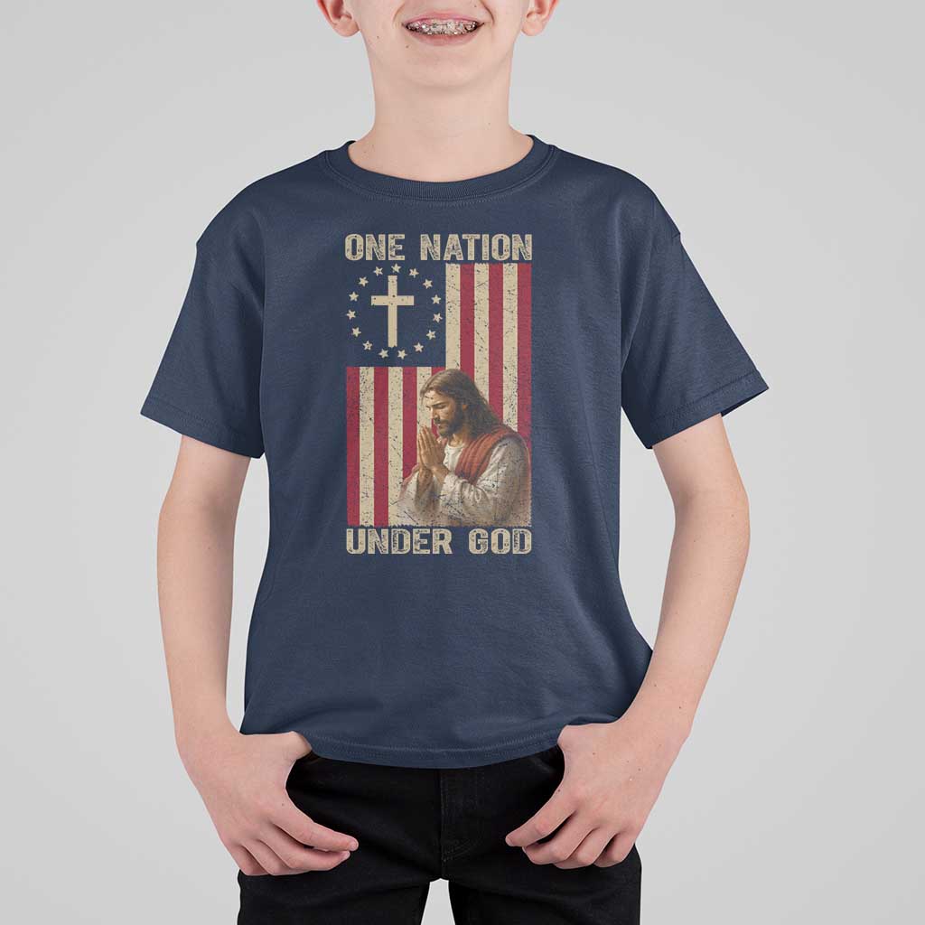 Jesus Christian T Shirt For Kid One Nation Under God - Wonder Print Shop