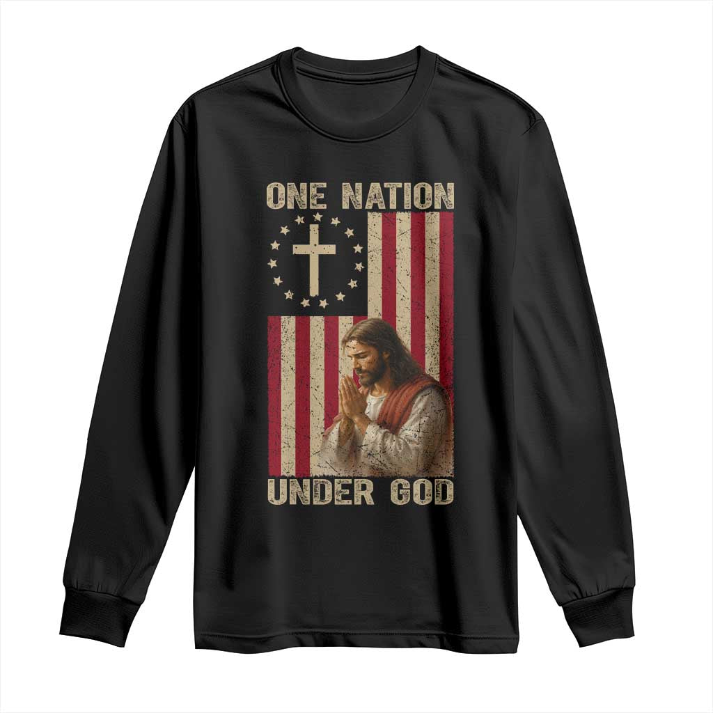 Jesus Christian Long Sleeve Shirt One Nation Under God - Wonder Print Shop