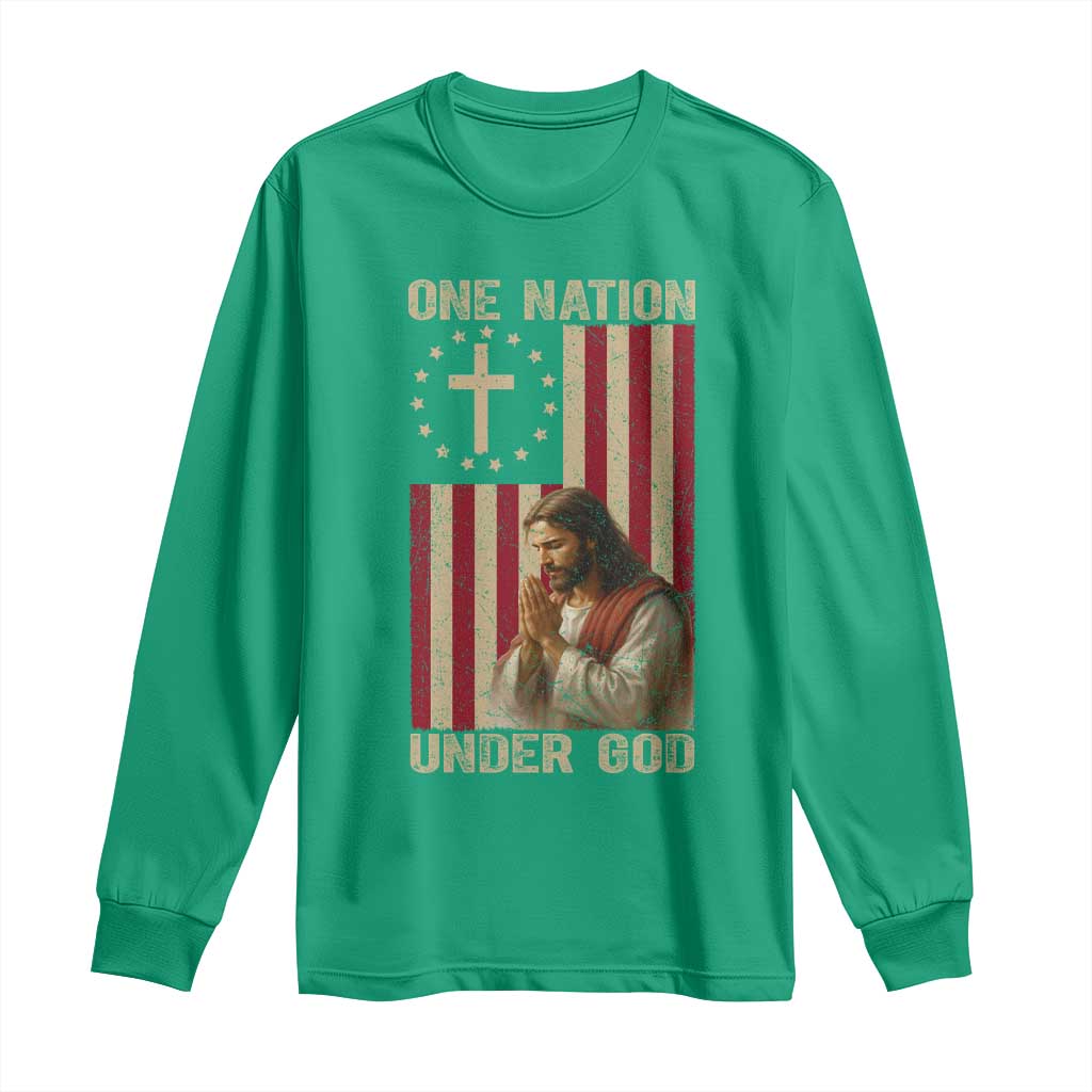 Jesus Christian Long Sleeve Shirt One Nation Under God - Wonder Print Shop