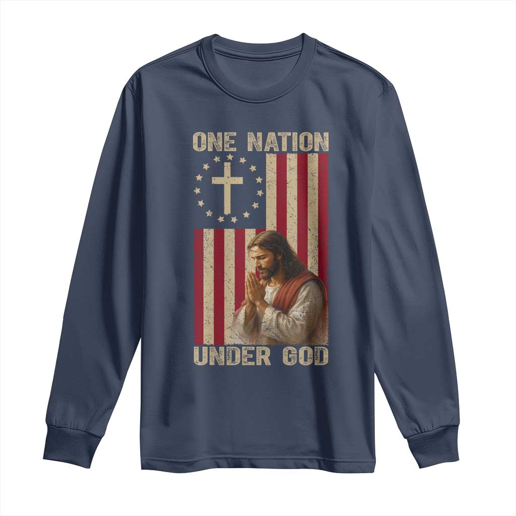 Jesus Christian Long Sleeve Shirt One Nation Under God - Wonder Print Shop
