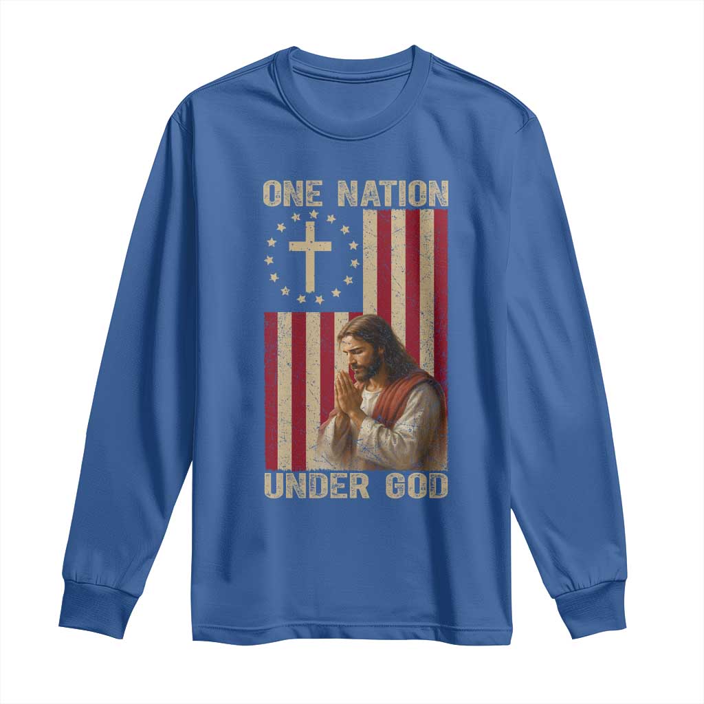 Jesus Christian Long Sleeve Shirt One Nation Under God - Wonder Print Shop