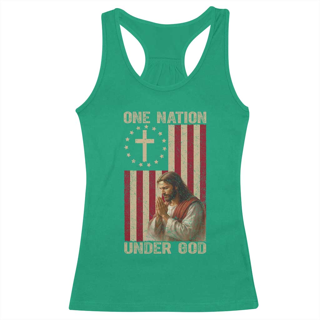 Jesus Christian Racerback Tank Top One Nation Under God - Wonder Print Shop