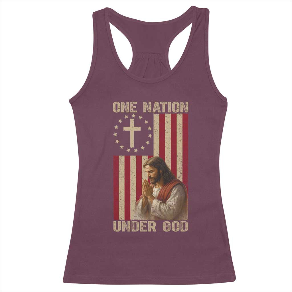 Jesus Christian Racerback Tank Top One Nation Under God - Wonder Print Shop