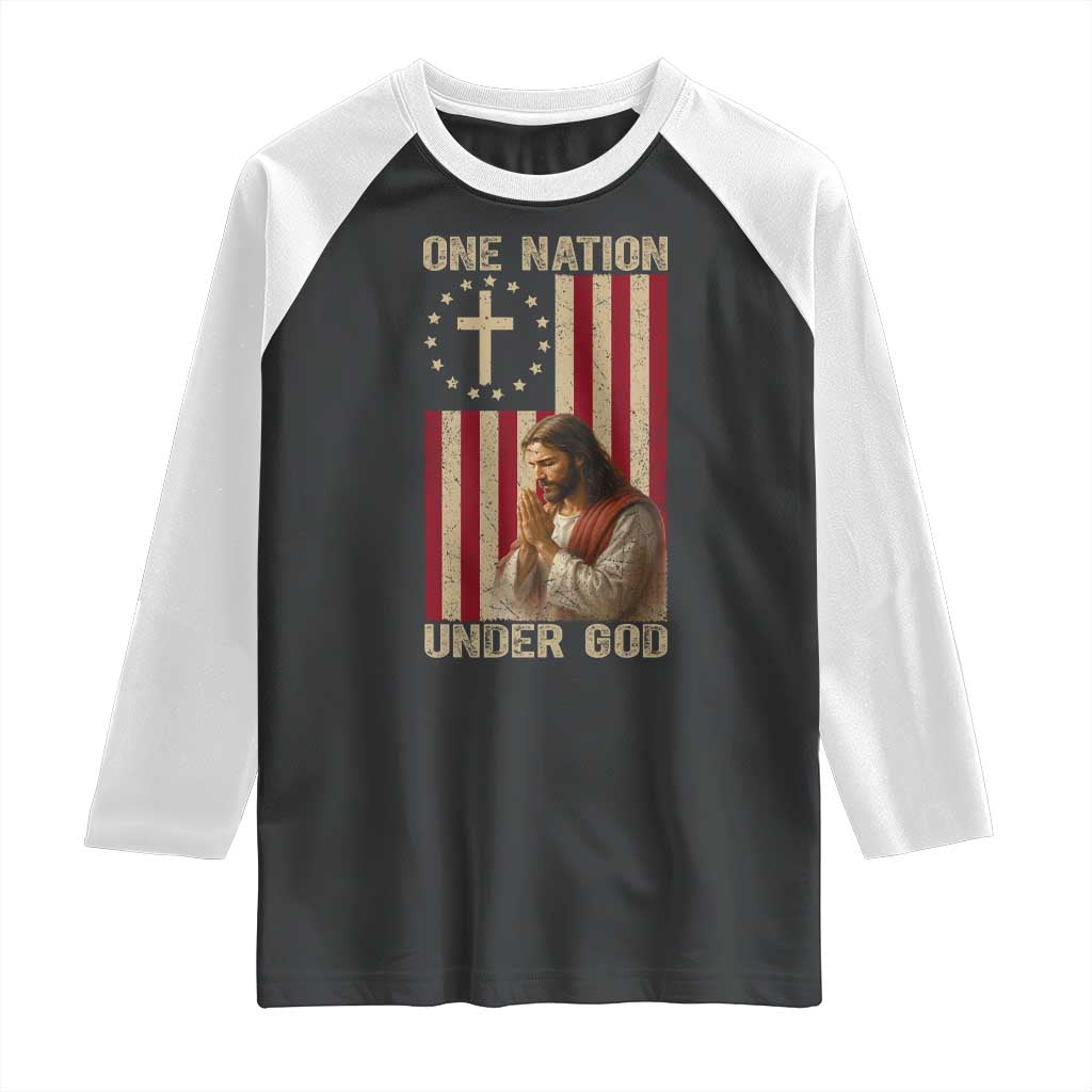 Jesus Christian Raglan Shirt One Nation Under God - Wonder Print Shop